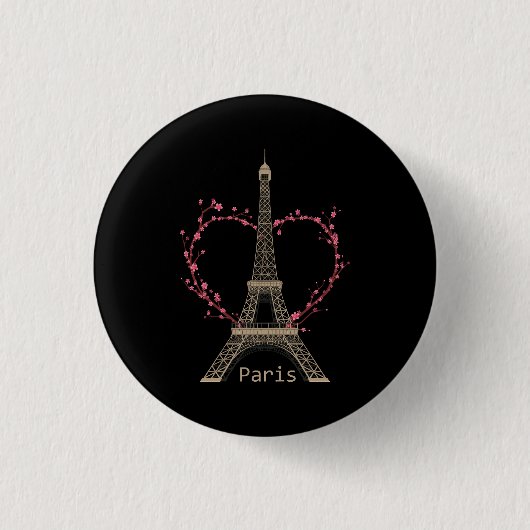Paris Eiffel Tower The Sign of Love France Parisia Ronde Button 3,2 Cm (Voorkant)
