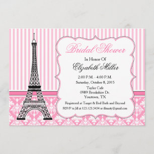Paris Eiffel Tower Theme Party Pink Kaart