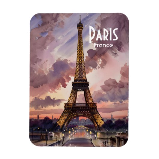 Paris Eiffel Tower Twilight Watercolor Painting Magneet (Verticaal)