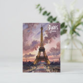 Paris Eiffel Tower Twilight Waterverf Aangepaste t Briefkaart (Staand voorkant)