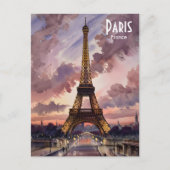 Paris Eiffel Tower Twilight Waterverf Aangepaste t Briefkaart (Voorkant)