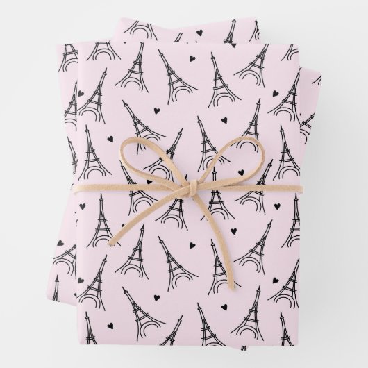 Paris Eiffel Tower verjaardagsfeestje Inpakpapier Vel (In situ)