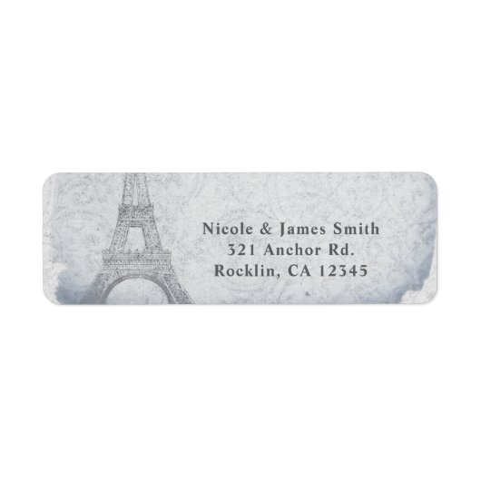 Paris Eiffel Tower Vintage Wedding Chic Uitnodigin Etiket (Voorkant)