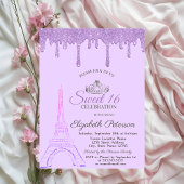 Paris Eiffel Tower, Violet Drips Sweet 16 Kaart