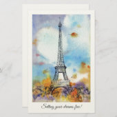 Paris Eiffel Tower waterverf art Briefpapier (Voorkant / Achterkant)