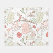 Paris Eiffel Tower Whimsical Roze Fleece Deken (Voorkant (Horizontaal))