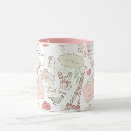 Paris Eiffel Tower Whimsical Roze Mok (Midden)