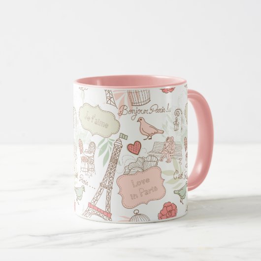 Paris Eiffel Tower Whimsical Roze Mok (Voorkant rechts)