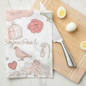 Paris Eiffel Tower Whimsical Roze Theedoek (Quarter Fold)