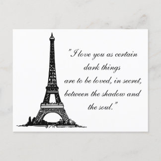 Paris Eiffel Tower with Love-koppel text Briefkaart
