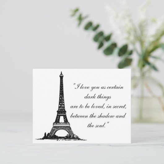 Paris Eiffel Tower with Love-koppel text Briefkaart (Staand voorkant)