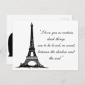 Paris Eiffel Tower with Love-koppel text Briefkaart (Voorkant / Achterkant)