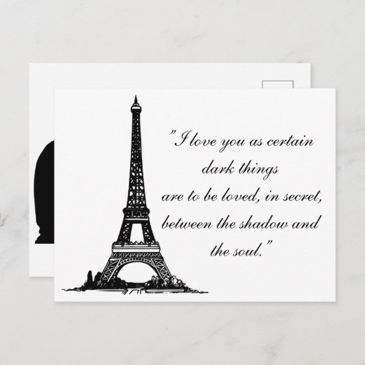 Paris Eiffel Tower with Love-koppel text Briefkaart (Voorkant / Achterkant)