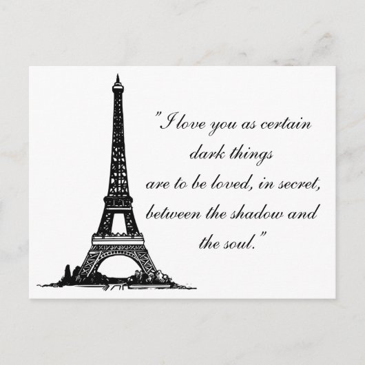 Paris Eiffel Tower with Love-koppel text Briefkaart (Voorkant)