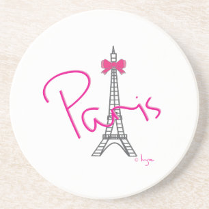 Paris Eiffel Tower with pink bow Zandsteen Onderzetter