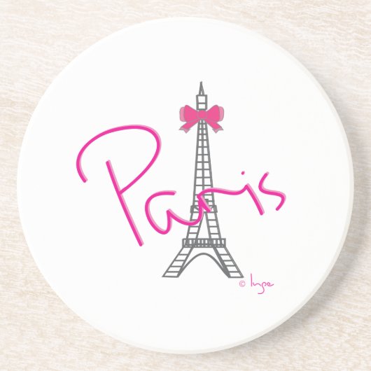 Paris Eiffel Tower with pink bow Zandsteen Onderzetter (Voorkant)