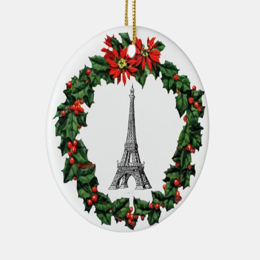 Paris Eiffel Tower Wreath Kerstannament Keramisch Ornament (Rechts)