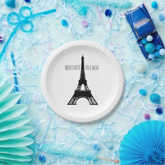 Paris Eiffel Tower zwart-wit Papieren Bordje (Feest)