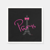 Paris Eiffel Tower, zwarte standaard Cocktail Napk Servet (Voorkant)