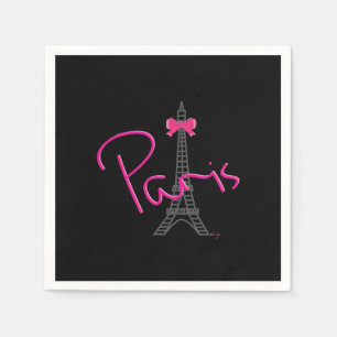 Paris Eiffel Tower, zwarte standaard Cocktail Napk Servet