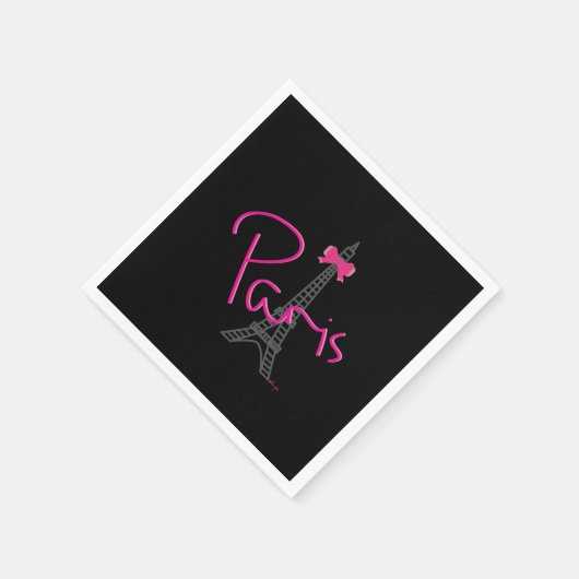 Paris Eiffel Tower, zwarte standaard Cocktail Napk Servet (Hoek)