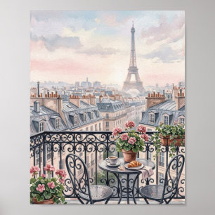 Paris Eiffellandschap I Vintage Schilderij Poster