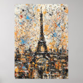 Paris Eiffeltoren Abstracte Druppel Schilderij Poster (Voorkant)
