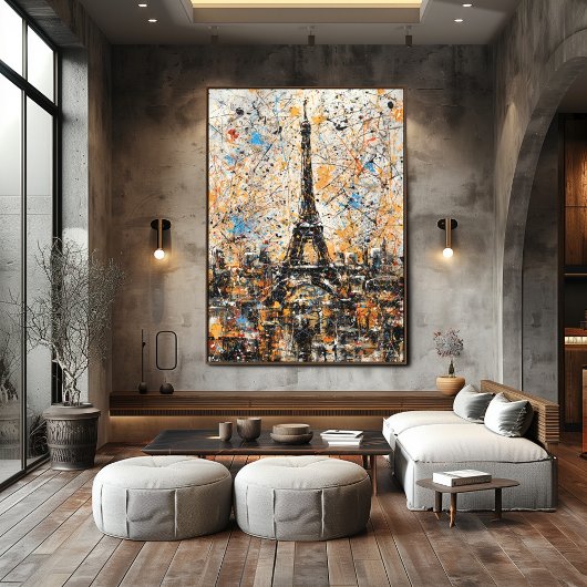 Paris Eiffeltoren Abstracte Druppel Schilderij Poster
