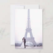 Paris Eiffeltoren Blauwe Waterverf Bloemen Bruilof Bedankkaart (Achterkant)