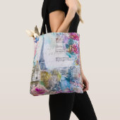 Paris Eiffeltoren Bloemen Collage Travel Art Tote Bag (Dichtbij)