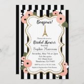 Paris Eiffeltoren Bloemenbruids Douche Uitnodiging (Voorkant / Achterkant)