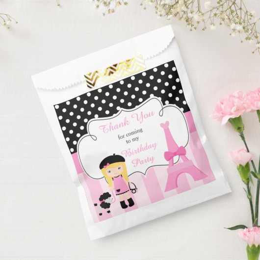 Paris Eiffeltoren blond meisje Bedankzakje (Gezegeld)