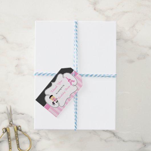 Paris Eiffeltoren blond meisje Cadeaulabel (Met Touw)