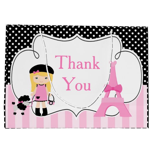 Paris Eiffeltoren blond meisje Groot Cadeauzakje (Achterkant)