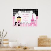Paris Eiffeltoren blond meisje Poster (Keuken)