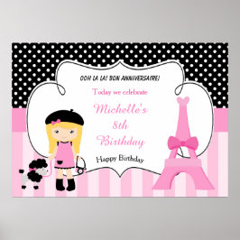 Paris Eiffeltoren blond meisje Poster