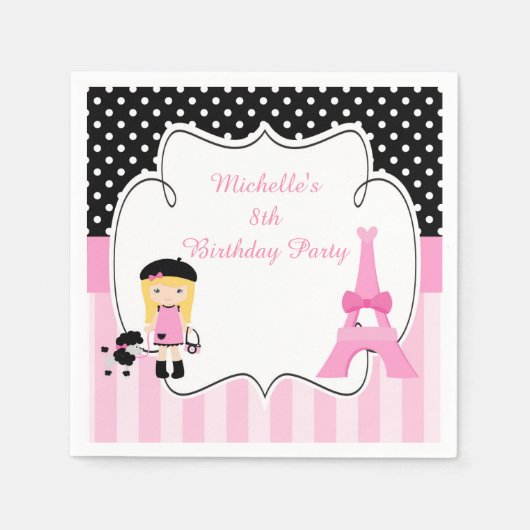 Paris Eiffeltoren blond meisje Servet (Voorkant)