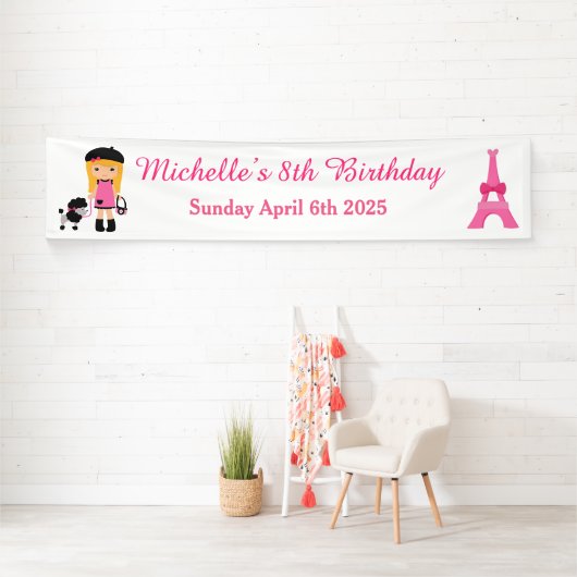 Paris Eiffeltoren blond meisje Spandoek (Insitu)