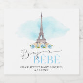 Paris Eiffeltoren Bonjour Baby Mousserende Wijnlab Sparkling Wijnetiket (Enkel label)