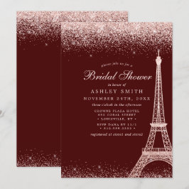 Paris Eiffeltoren Bourgondië Glitter Bruiloftsborr Kaart