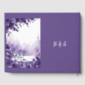 Paris Eiffeltoren bruiloft & Paarse bloemen thema Gastenboek (Achterkant)