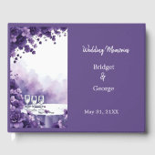 Paris Eiffeltoren bruiloft & Paarse bloemen thema Gastenboek (Voorkant)