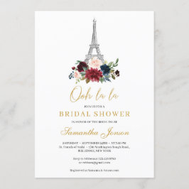 Paris eiffeltoren bruine bloemenboeket winter brui kaart