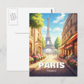 Paris Eiffeltoren Cafés Ansichtkaart Briefkaart (Voorkant / Achterkant)