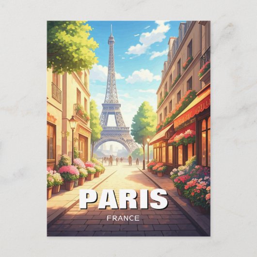 Paris Eiffeltoren Cafés Ansichtkaart Briefkaart (Voorkant)