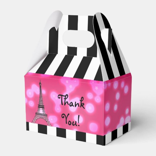 Paris Eiffeltoren Chique Sparkle Party Favorietend Bedankdoosjes (Voorkant Zijde)