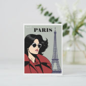  Paris Eiffeltoren Chique Vrouw Briefkaart (Staand voorkant)