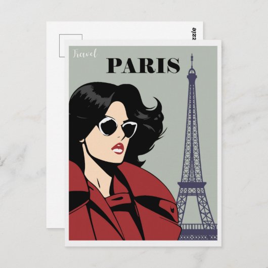  Paris Eiffeltoren Chique Vrouw Briefkaart (Voorkant / Achterkant)