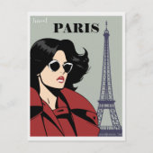  Paris Eiffeltoren Chique Vrouw Briefkaart (Voorkant)
