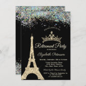 Paris Eiffeltoren, Colorful Confetti Retirement Kaart (Voorkant / Achterkant)